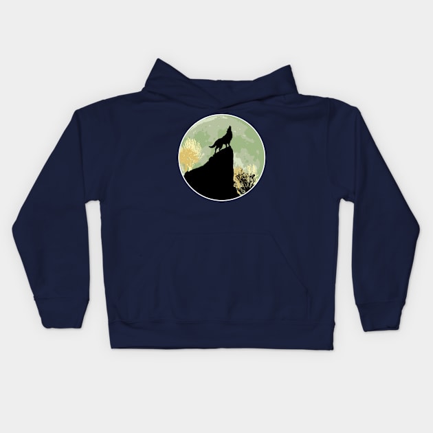 Wolf howling Kids Hoodie by KAMonkey